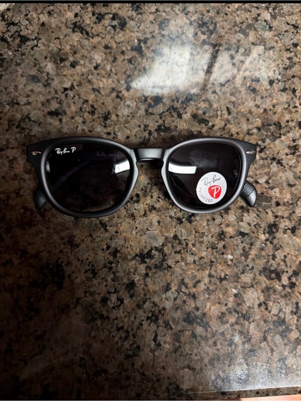 Ray-Ban Matte Black Polarized Round Sunglasses
